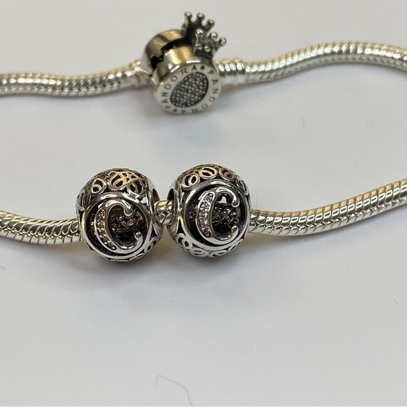 Sterling Silver Vintage Letter C Charm - Picture 3 of 7